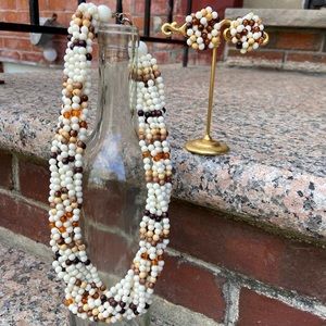 VTG 1960s multi-strand beaded necklace and matching earrings